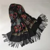 Scarves Embroidered Floral Pashmina Women Ethic Style Bufanda Hijabs Fringed Wrap And Shawl Cashmere Blend Scarf Blanket Muffler