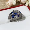 Pierścienie klastra 2023 925 Sterling Silver Fine Clear Sapphire Prosty palec dla kobiet zaręczyny