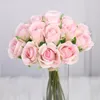 Decorative Flowers Beautiful Rose Branch Stem Latex Hand Feel Felt Simulation Artificial Home Wedding Fake Flower