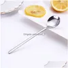 Spoons 304 Stainless Steel Home 13Cm Coffee Tea Mixing Spoon Mini Round Dessert Scoop Kitchen Bar Dining Tableware 7 Colors Drop Del Dh7Gn