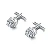 Shiny Round Cut Cubic Zirconia CZ Crystal Elegant CuffLinks for Men in Silver or Gold Plated