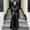 Skórzanie damskie sztuczne jesienne, długi płaszcz do kobiet dla kobiet płaszcz przeciwdeszczowy Koreańska moda Casaco feminino jaqueta manteau femmewomen's
