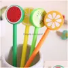 Multi Function Pens Creative Fruit Ballpoint Pen Lemon Gel 0.5Mm Cartoon Office And School Supplies Drop Delivery Business Industria Dhavh