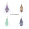 Pendant Necklaces Natural Gemstone Faceted Stone Beads Reiki Polygonal Section Jewelry For Necklace Making Bn434 Drop Delivery Pendan Dhduk