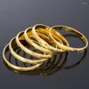 Bangle 8MM 6PCS/Lot Gold Bangles Dubai African Copper Bracelet&Bangles Jewelry With Charm Middle East For Women