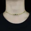 Necklaces Gold Color Classic Trendy Women Jewelry 5MM Plain Cuban Link Chain Micro Pave CZ Green Evil Eye Charm Choker Necklace