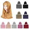 Hijab de velo con cuentas para mujer musulmana, ropa étnica, con pañuelo a juego debajo de la gorra, chal largo, Jersey de Color a juego, pañuelos interiores para la cabeza