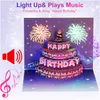 Cartões de felicitações Luz de aniversário e Mucis Cake Happy Card 3d Pop -up Presente para homens homens filhos marido esposa Mã