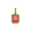 Hip Hop Colorful Square Gemstone Pendant Necklace Drop Oil Glow at Night Jewelry