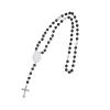 2022 neue Trendy Sublimation Blank Rosenkranz Halskette Kreuz Anhänger Halskette Mit Oval Einsatz Diy Fotos Geschenk