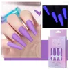 False Nails Detachable Diy Luminous Fake Nail Coffin Shape Tips Jelly Gum Solid Color