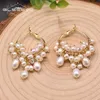 Huggie Glseevo Natural Freshwater Pearl White Hoop Earrings For Woman Weddings Original Design Handgjorda fina smycken GE0993A