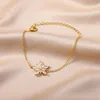 Bracelets de charme Crystal Zircon Snowflake for Women Gold Gold Bated Stonless Aço Bracelet Party Wedding Aesthetic Jewelry Gift