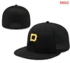 2023 Herren Pittsburgh Baseball Fitted Caps NY LA SOX P Letter Gorras für Männer Frauen Mode Hip Hop Knochen Hut Sommer Sonne Casquette Snapback