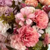 Decorative Flowers High Quality Mini Carnation 7 Heads Silks Artificial Centerpieces Wedding Balcony Table Decoration For Home DIY Bouquets