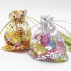 Geschenkpapier 50 Stück Bunte Organzabeutel Eisen Herz Rose Spezielles Design Pounch Paket Hochzeitsförderung Geschenke Süßigkeiten Schmuck
