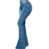 Women's Jeans Tassel Stylish Women Wide Leg Flare Denim Trousers Washed Control Tummy Female Clothing