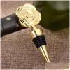 Bar Tools Metal Wine Stopper Tool Creative Rose Flower Shape Champagne Cork Wedding Guest Gift Crafts Gifts Box Packaging Drop Deliv Dh5Oc