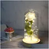 Party Favor Valentines Day Gift Glass Er Rose LED Light Simation Immortal Eternal Roses Flower Box Packaging 7 Colors Drop Delivery DHE83