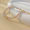 morganite beaded bracelet natural gemstone adjustable bracelets stainless steel fashion summer jewelry for women