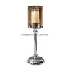 Ljushållare Sier Vintage Home Ornaments Romantic Glass Candlestick Wedding Decoration Articles Drop Delivery Garden DH6I5