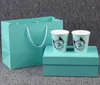 T Blue Occss وضع عظام الصين العلامة التجارية كوب القهوة كوب زوجين مع صندوق هدايا