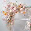 Decorative Flowers & Wreaths Artificial Pink Flower Wedding Arches Corner Hanging Floral Row Custom Wall Backdrop Arrangement Welcome Sign P