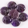 Beads 2Pcs/Lot 25-30MM Round CAB Cabochon Natural Stone Crystal Purple Quartz No Drilled Hole Bead For Jewelry Making Bracelet Earring