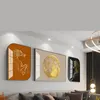 フレームオフィスデコレーショントリプティチペインティング3ピースリビングルームウォールハンギングアートアート壁画長方形の湿気防止金属
