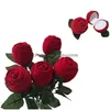 Decorative Flowers Wreaths Red Rose Shaped Jewelry Cases Display Packaging Gift Boxes Ring Surprise Proposal Accessories Box Valen Dhbo8