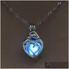 Pendant Necklaces Romantic Heart Necklace Luminous Transit Bead Creative Party Decoration Jewelry Gift For Mothers Day Drop Delivery Dhqrf