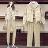 Women's Two Piece Pants Winter Thicken Warm Tracksuit Women Christmas Sweater Top Parkas Vest And Woolen Pant Three Set Outfit