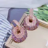 Boucles d'oreilles pendantes rondes cristal dentelle femmes Super amphibole tempérament luxe soirée spectacle 2023
