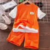 Sets/Suits Boys Summer Suit Kids Short Sleeve T-shirt shorts 2pc Sports Casual Outfits for Teenage Boy Clothing Sets 230523