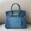 Tote 2024 Bag Crocodile Platinum Bone Pattern Real Leather Women's Original Leather Cowhide Lock Buckle Fashion Handbag Bridal