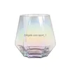 ワイングラス300ml家庭用ガラスシンプルとカラーフ六角形のダイヤモンド透明カップPhnom Penh Bar Kitchen Atnsils Drop Delivery dhylq