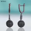 Knot Maikale New Fashion Black Cubic Zirconia Drop Earrings Disco Ball Earings For Women Gold Silver Color Charm Luxury Jewelry Gift