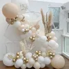 Andra evenemangsfest leveranser 103 st/set beige balloon garland kit sand vit krom guld latex globos bröllop dekoration födelsedag baby shower party bakgrund 230523