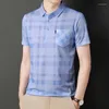 Camisetas masculinas 2023outdoors camisa pólo tampos de manga curta xadrez xadrez para o verão 95% poliéster retrô vintage moda casual masculino para cima