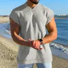 Men's Tank Tops Spring Summer Mens Clothes Tank Tops Ribbed Solid Color V Neck Sleeveless Camisole Men Streetwaer Fashion Loose Vest Shirts 230522