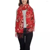 Sciarpe Moda Sciarpa con motivo a bandana rossa Avvolgere per le donne Scialle lungo con nappe invernali calde Unisex