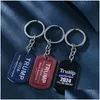 Keychains Lanyards 2024 Val Keychain Pendant Trump Rostfritt stål Lage Decoration Key Ring Creative Gift Drop Delivery Fashi Dhlwx