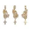 Hip Hop spelen Handen Kruis hangers ketting vol zirkoon religieuze sieraden geschenk