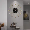 Väggklockor runt köksklocka modern design lyx tyst 3d metall nordisk kreativ reloj de pared rum dekorarion