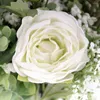 Decorative Flowers 2 Bundles Artificial Silk Peony Roses Babys Breath Eucalyptus Leaves Wedding Bridal Bouquets For Table Centerpieces