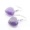 Dangle Chandelier Natural Amethyst Beads Stone Drop Earrings For Women Romantic Heart Shaped Pendant Hanging Earring Fashion Jewel Dh76H