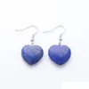 Dangle Chandelier Natural Lapis Lazi Beads Stone Earrings For Women Romantic Heart Shaped Pendant Hanging Earring Fashion Jewelry Dh8Pz