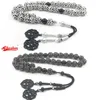Armbänder Luxus Tasbih schwarze Silberperle mit eingelegtem Zirkonstein Eid Geschenk Muslimisches Armband Misbaha Rosenkranz Perle islamische handgemachte Gebetsperle