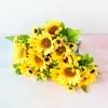 Fleurs décoratives Couronnes Branche Artificielle Bouquet De Tournesol Soie Faux Fleur DIY Bouquets De Mariage Home Party Decor HarmonyDecorative