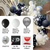 Andra evenemangsfestleveranser 137 st/set Black White Balloons Garland Arch Kit Latex Silver Chrome Globos Grattis på födelsedagen Party Dekorationer leveranser 230523